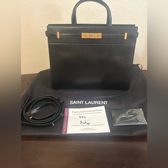 Saint Laurent Black Satchel with Gold Hardware - Picture 3 of 13